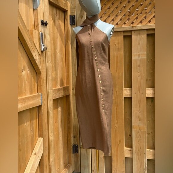 🆕 CULT GAIA 🧿 NWOT Romia Button-Detail Dress, Affogato Brown - Sz XS - Picture 10 of 14